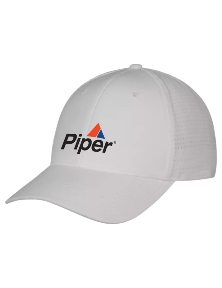 Piper White Performance Stretchable Cap Hook & Loop w/Piper Logo