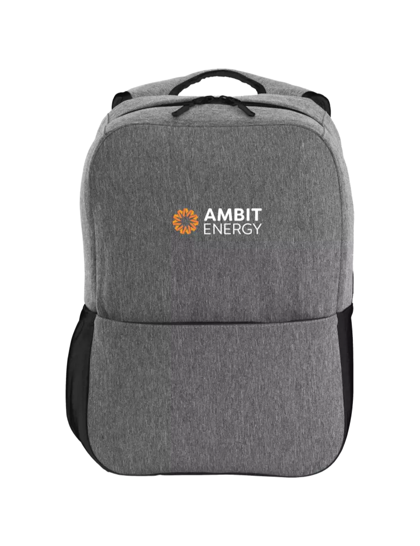 Ambit Access Square Laptop Graphite Heather/Black Backpack w/Ambit Logo