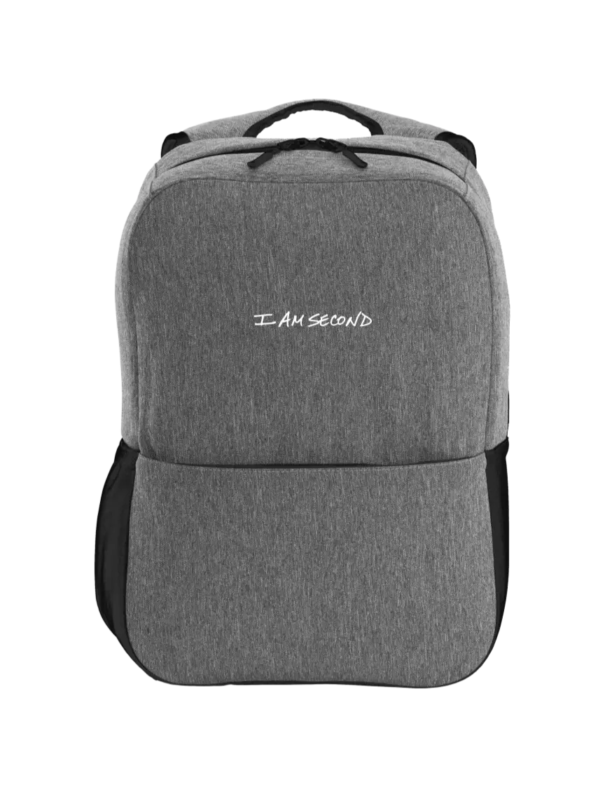 I Am Second Access Square Laptop Graphite Heather/Black Backpack w/I Am Second Logo