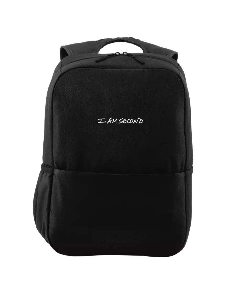 I Am Second Access Square Laptop Black Backpack w/I Am Second Logo