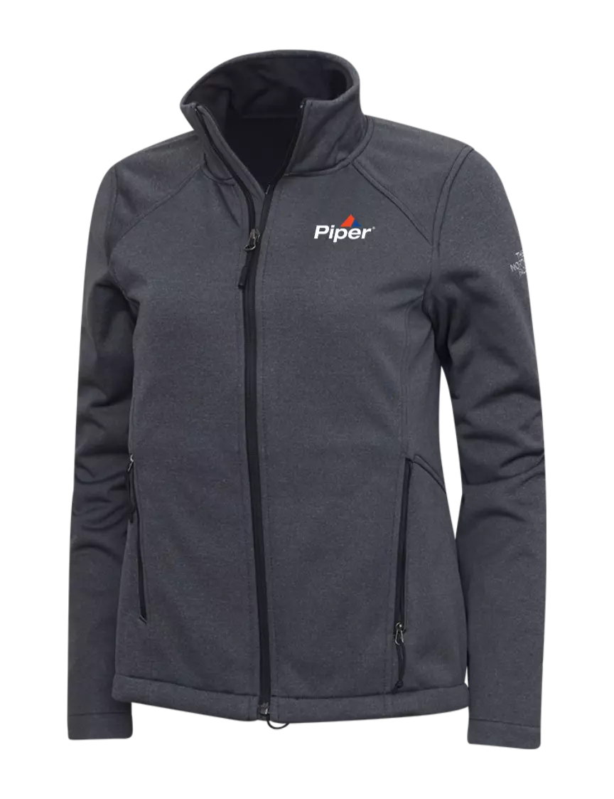 Piper North Face  Dark Grey Heather Womens Ridgewall Soft Shell Jacket w/Piper Logo