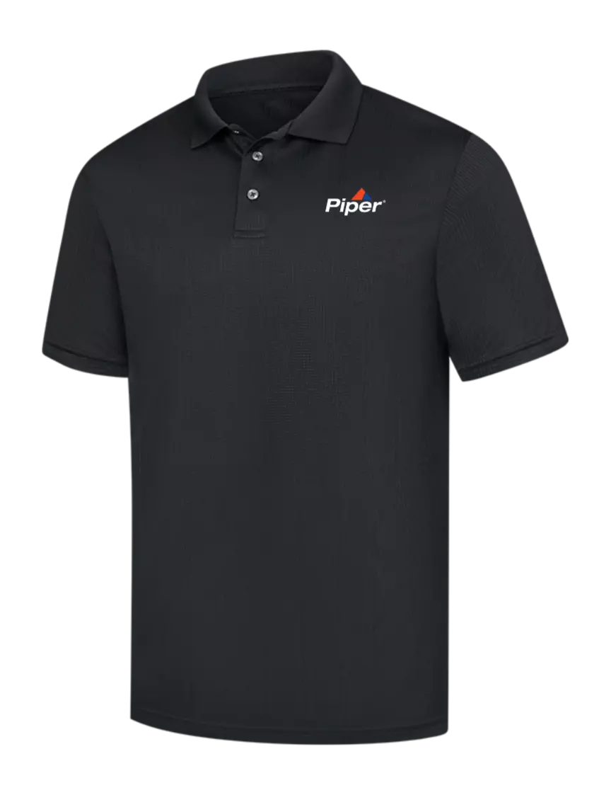 Piper Black Performance Fine Jacquard Polo w/Piper Logo
