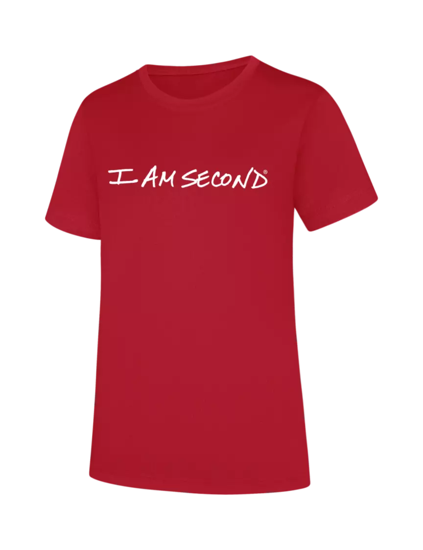 I Am Second  Womens Red PosiCharge Competitor Tee w/I Am Second Logo