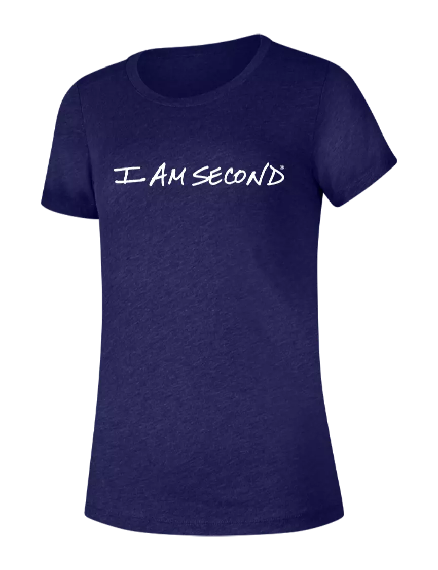 I Am Second BELLA+CANVAS ® Womens Navy Triblend Short Sleeve Tee w/I Am Second Logo