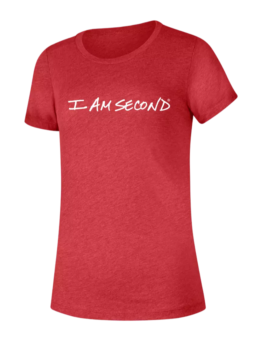 I Am Second BELLA+CANVAS ® Womens Red Triblend Short Sleeve Tee w/I Am Second Logo