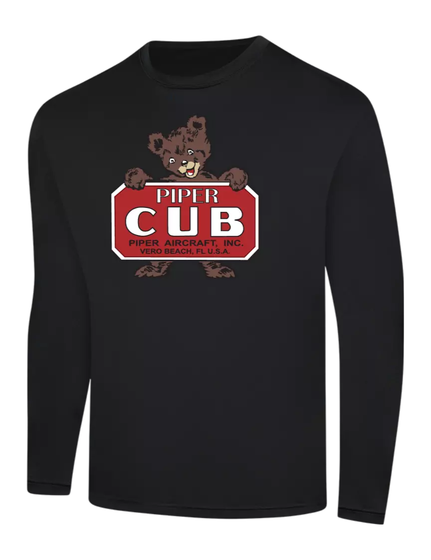 Piper Long Sleeve Black PosiCharge Competitor Tee w/Piper Cub Logo