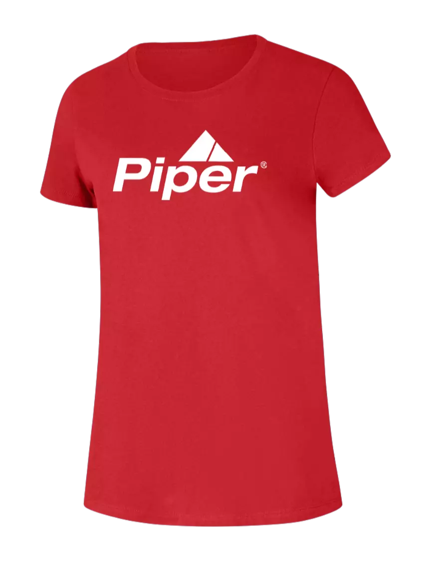 Piper Womens Ring Spun Bright Red 4.5 oz T-Shirt w/Piper Logo