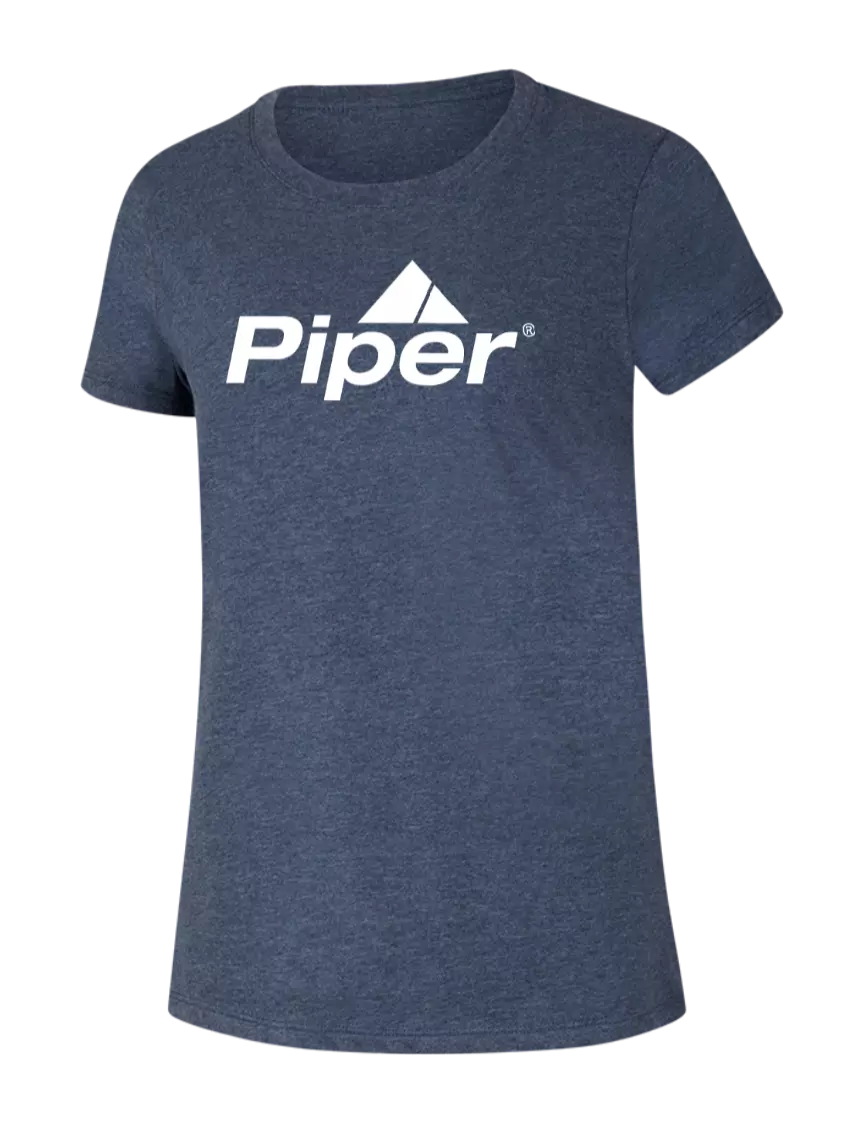 Piper Womens Ring Spun Heather Navy 4.5 oz T-Shirt w/Piper Logo