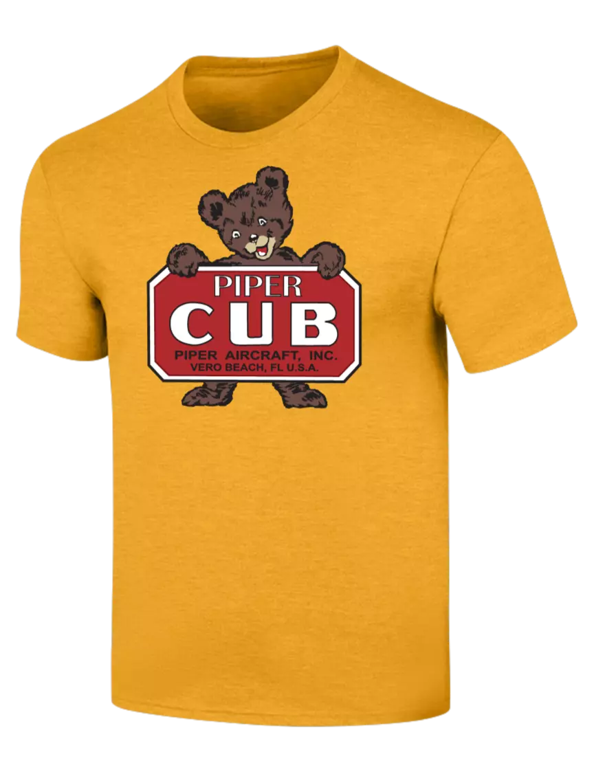 Piper Simply Soft Yellow Gold Heather 4.5oz Poly/Combed Ring Spun Cotton T-Shirt
 w/Piper Cub Logo