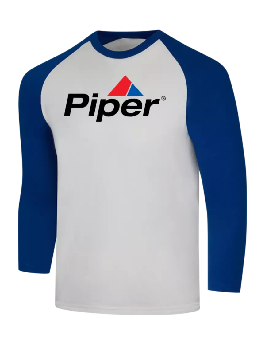 Piper Simply Soft 3/4 Sleeve Deep Royal/White Ring Spun Cotton T-Shirt w/Piper Logo