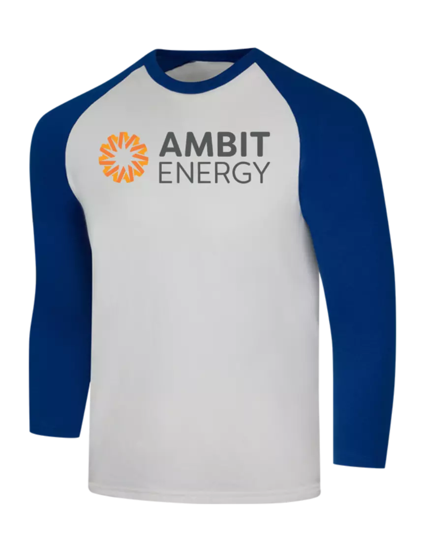 Ambit Simply Soft 3/4 Sleeve Deep Royal/White Ring Spun Cotton T-Shirt w/Ambit Logo