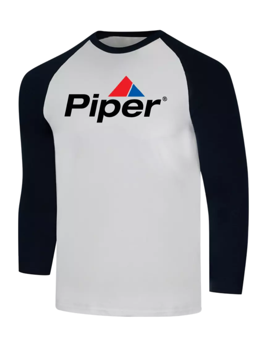 Piper Simply Soft 3/4 Sleeve Black/White Ring Spun Cotton T-Shirt w/Piper Logo