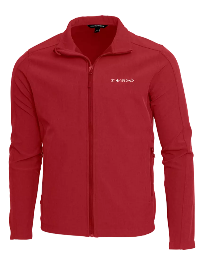 I Am Second Red Core Soft Shell Jacket w/I Am Second Logo
