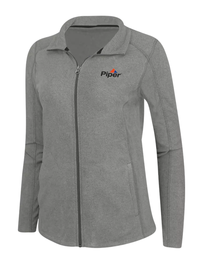 Piper Medium Grey Womens Heather Microfleece Full-Zip Jacket w/Piper Logo