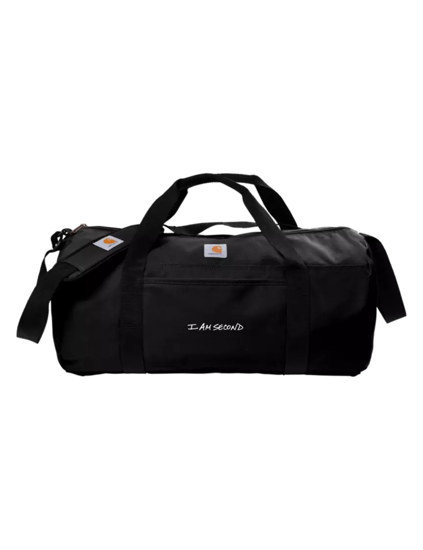I Am Second Carhartt Black Canvas Packable Duffel With Pouch

 w/I Am Second Logo