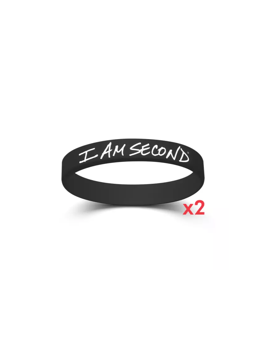 I Am Second I Am Second 2-Pack Black Wristband Bundle-Adult