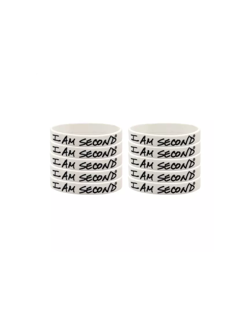 I Am Second I Am Second 10-Pack White Wristband Bundle-Adult