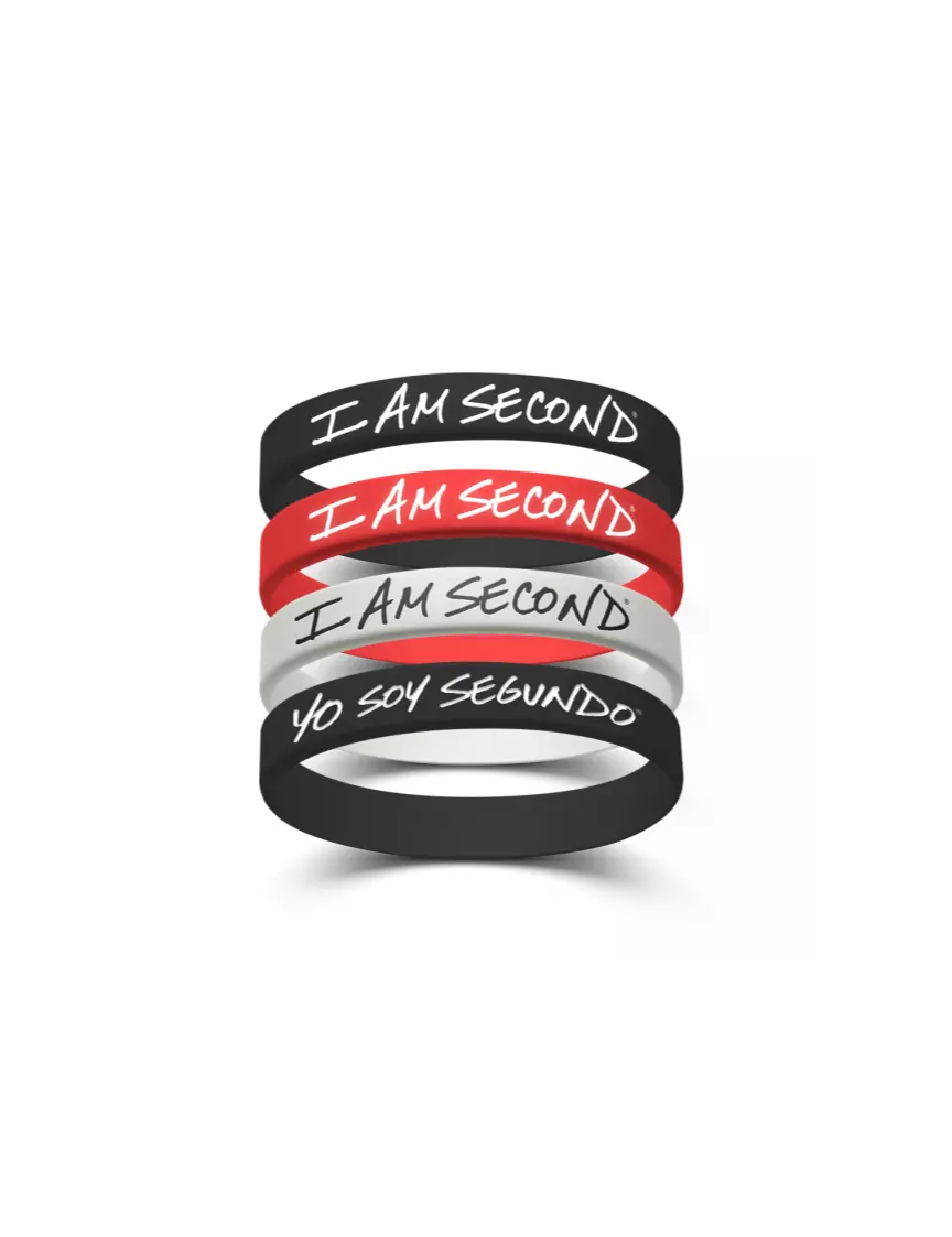 I Am Second I Am Second 4-Pack Wristband Bundle (Black, Red, White, Spanish Black)-Adult
