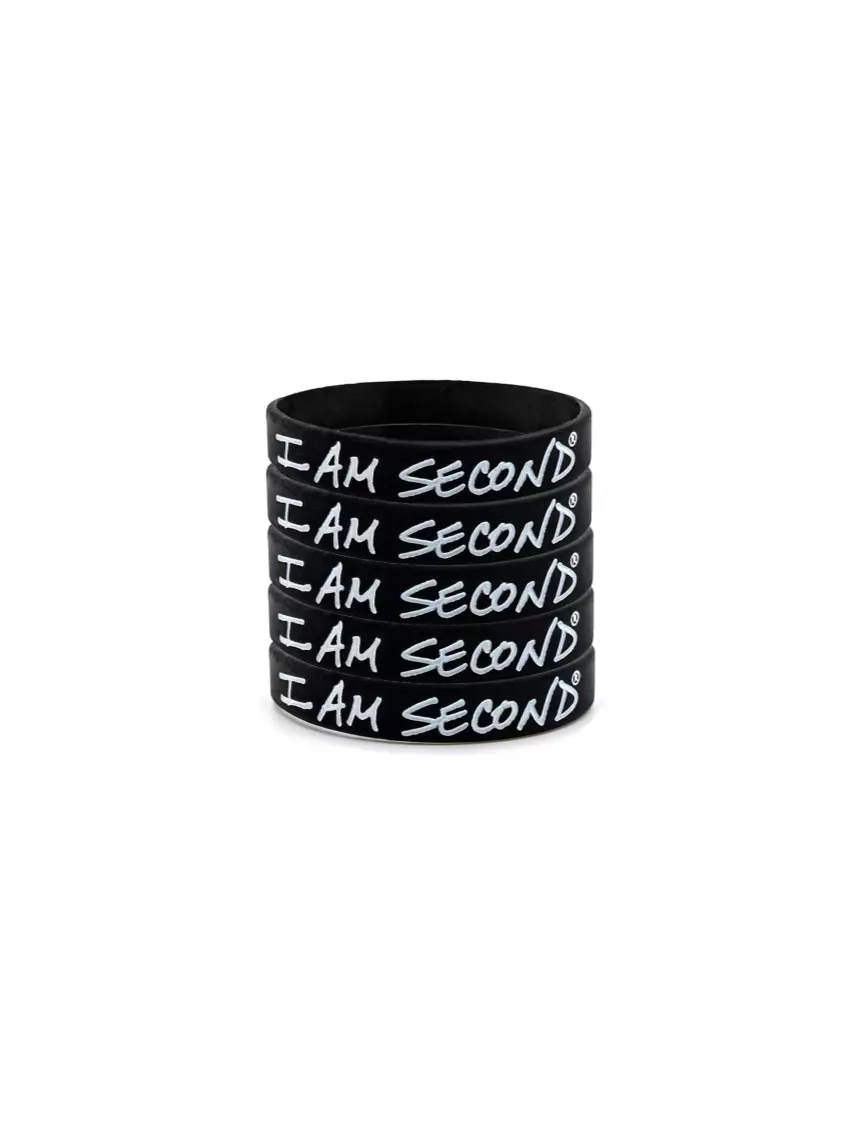 I Am Second I Am Second 5-Pack Black Wristband Bundle-Adult