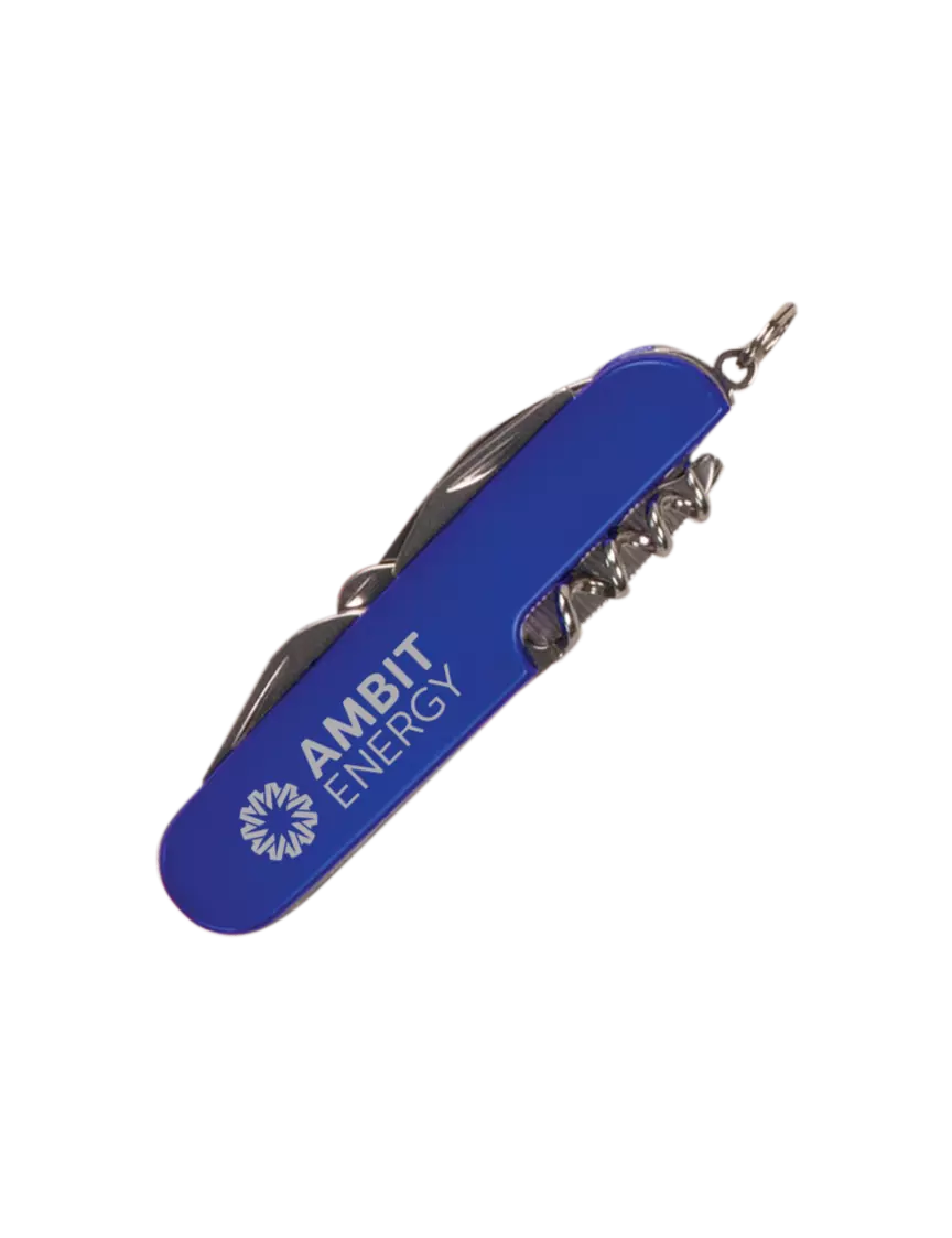 Ambit Blue 8 Function Multitool Pocket Knife w/Ambit Logo 