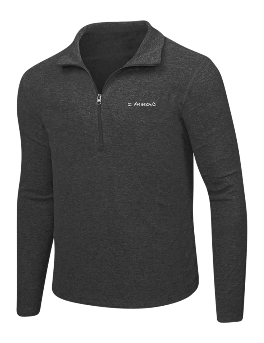 I Am Second Charcoal Heather Microfleece 1/2 Zip Pullover w/I Am Second Logo