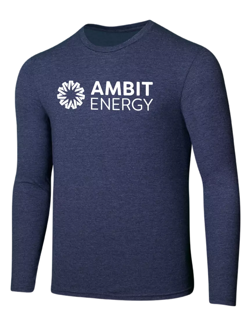 Ambit Seriously Soft Heathered Navy Long Sleeve T-Shirt w/Ambit Logo