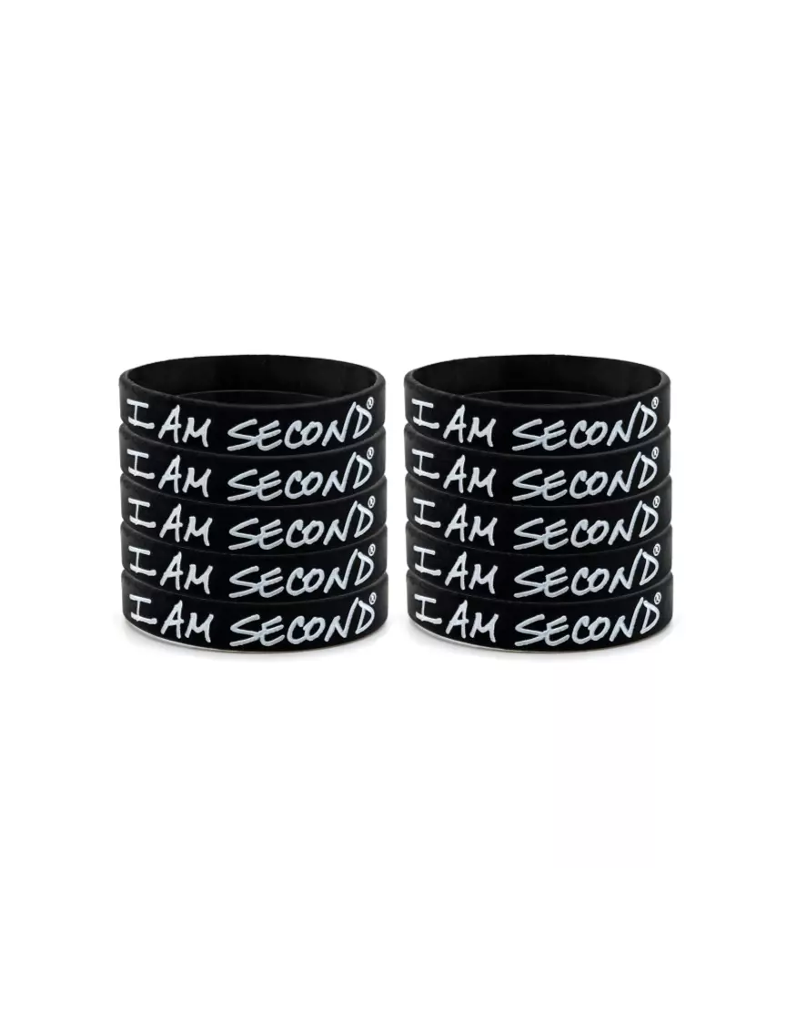 I Am Second I Am Second 10-Pack Black Wristband Bundle-Youth