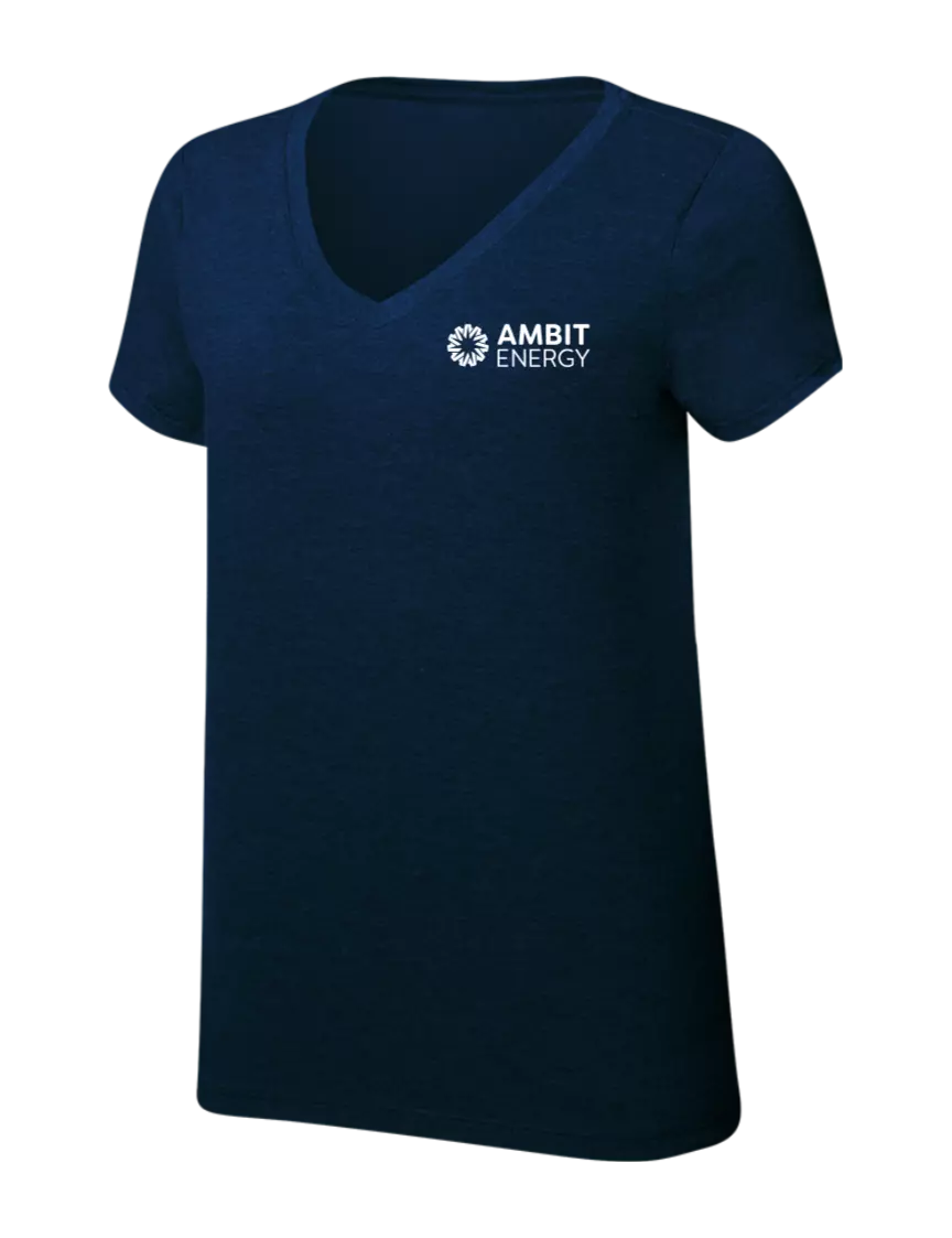 Ambit Womens Simply Soft V-Neck New Navy 4.5oz  Poly/Combed Ring Spun Cotton T-Shirt w/Ambit Logo