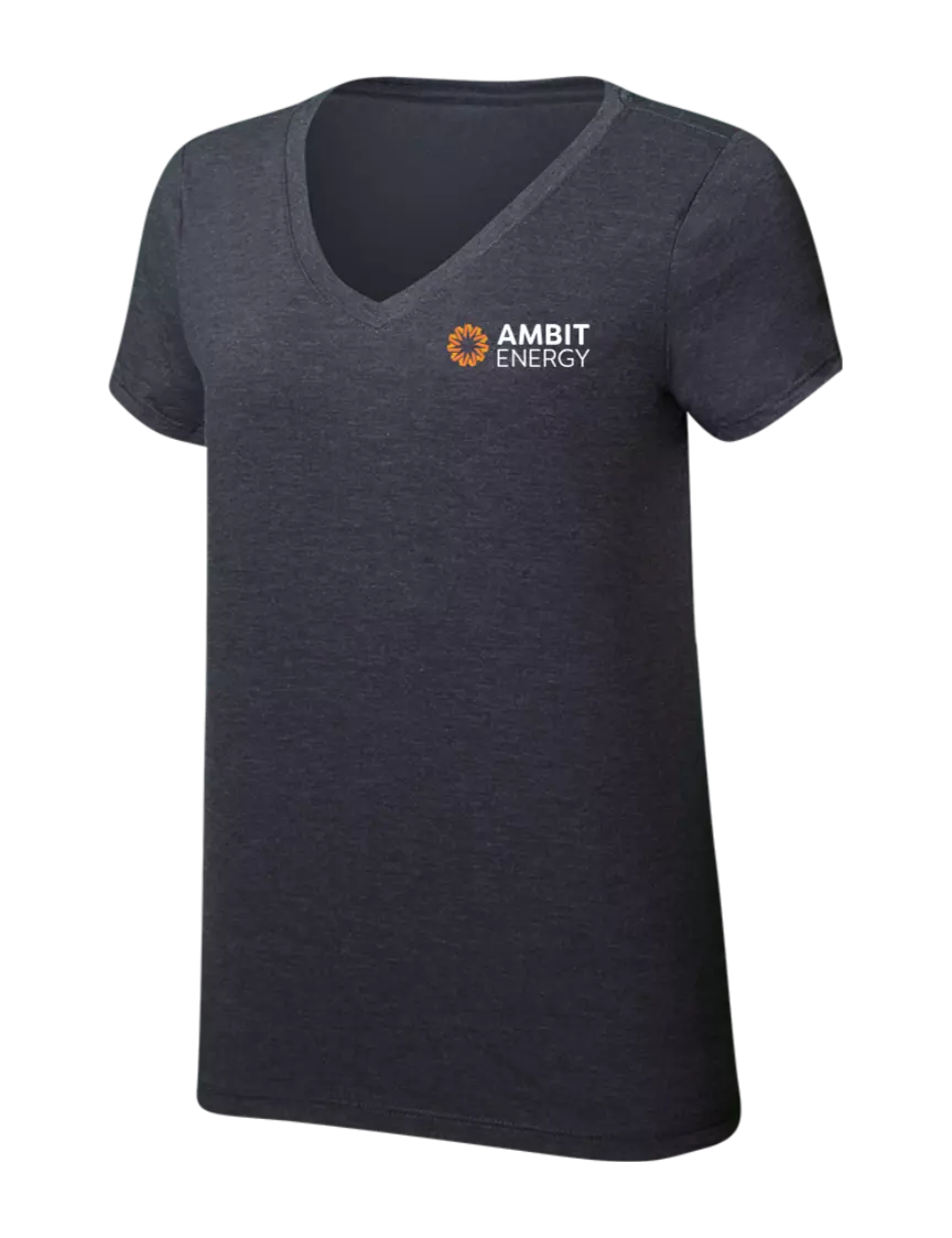 Ambit Womens Simply Soft V-Neck Heather Charcoal 4.5oz  Poly/Combed Ring Spun Cotton T-Shirt w/Ambit Logo
