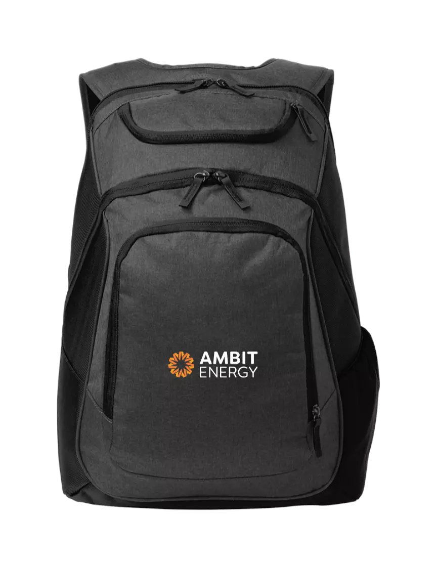 Ambit Executive Graphite Heather/Black Laptop Backpack w/Ambit Logo