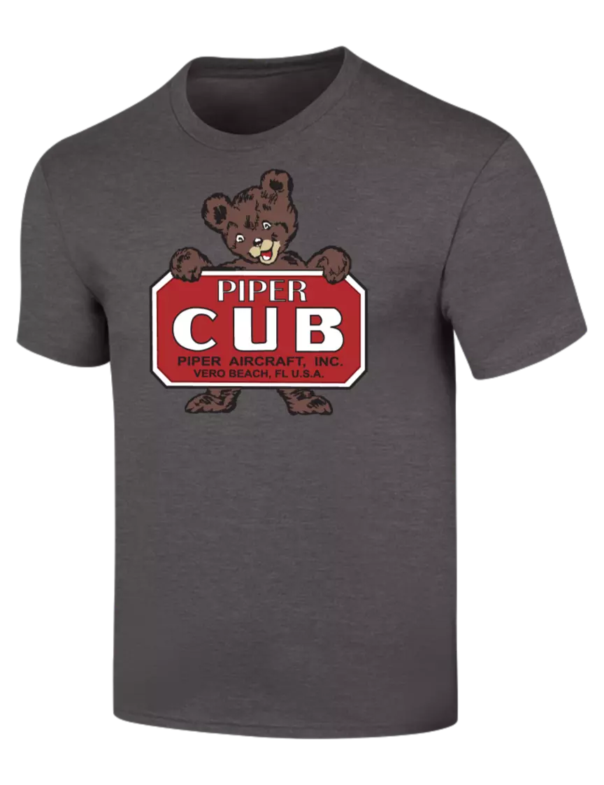 Piper Simply Soft Heather Charcoal 4.5oz  Poly/Combed Ring Spun Cotton T-Shirt w/Piper Cub Logo
