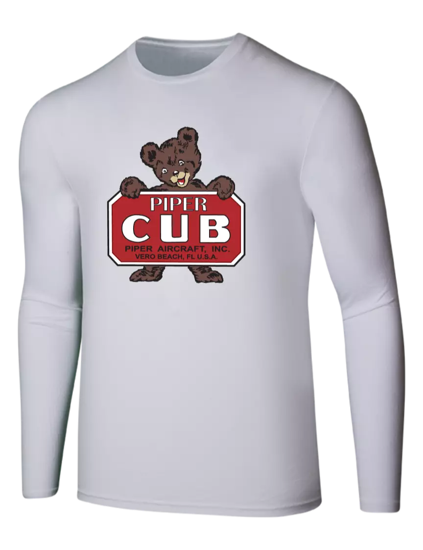 Piper Seriously Soft White Long Sleeve T-Shirt w/Piper Cub Logo