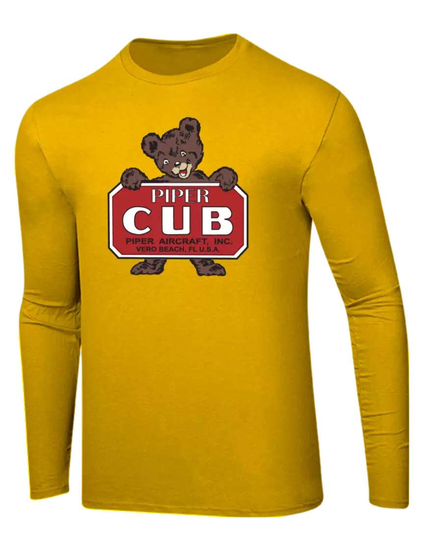 Piper Ring Spun Yellow Gold 4.5 oz Long Sleeve T-Shirt
 w/Piper Cub Logo