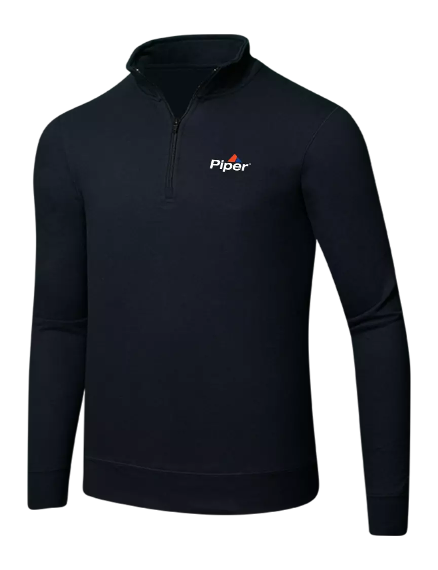 Piper Jet Black 8.5 oz Ring Spun 1/4 Zip Pullover Sweatshirt w/Piper Logo