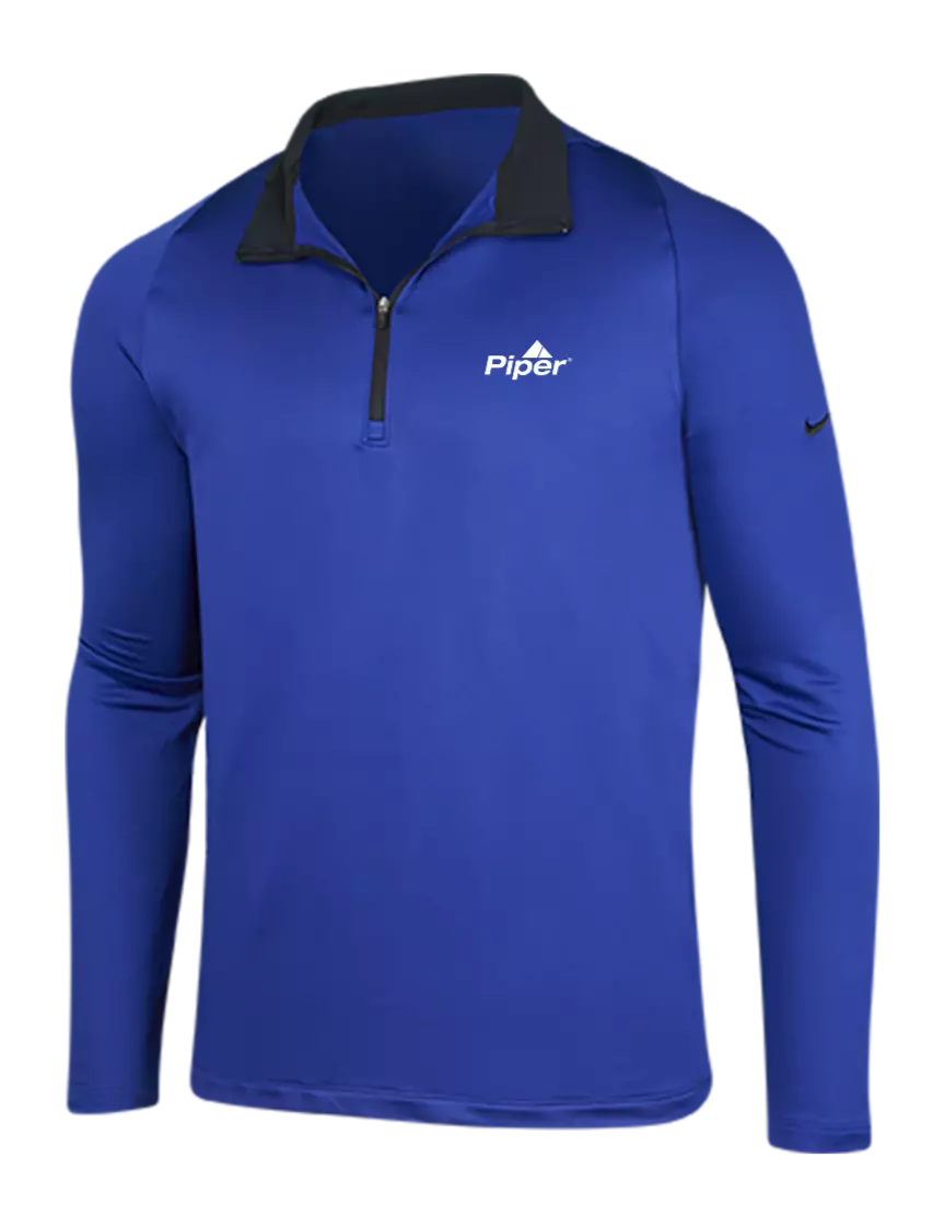 NIKE Deep Royal/Black DryFit Stretch 1/2 Zip CoverUp w/Piper Logo