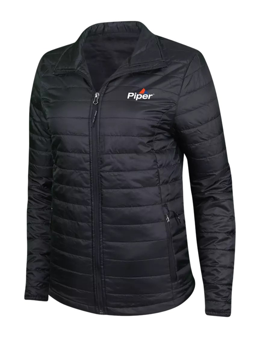 Piper Womens Black Puffy Packable Jacket w/Piper Logo