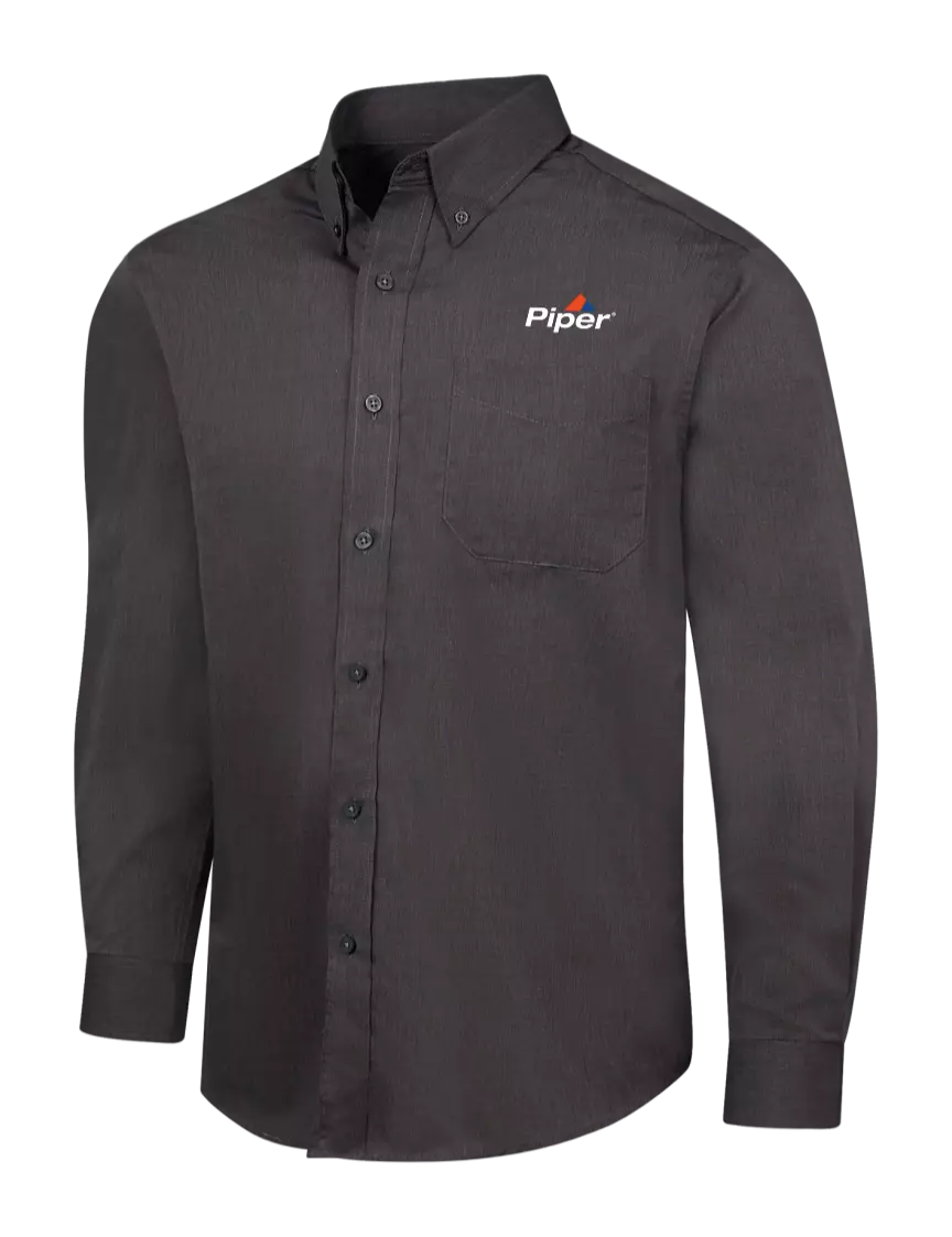 Piper Soft Black Crosshatch Easy Care Shirt w/Piper Logo