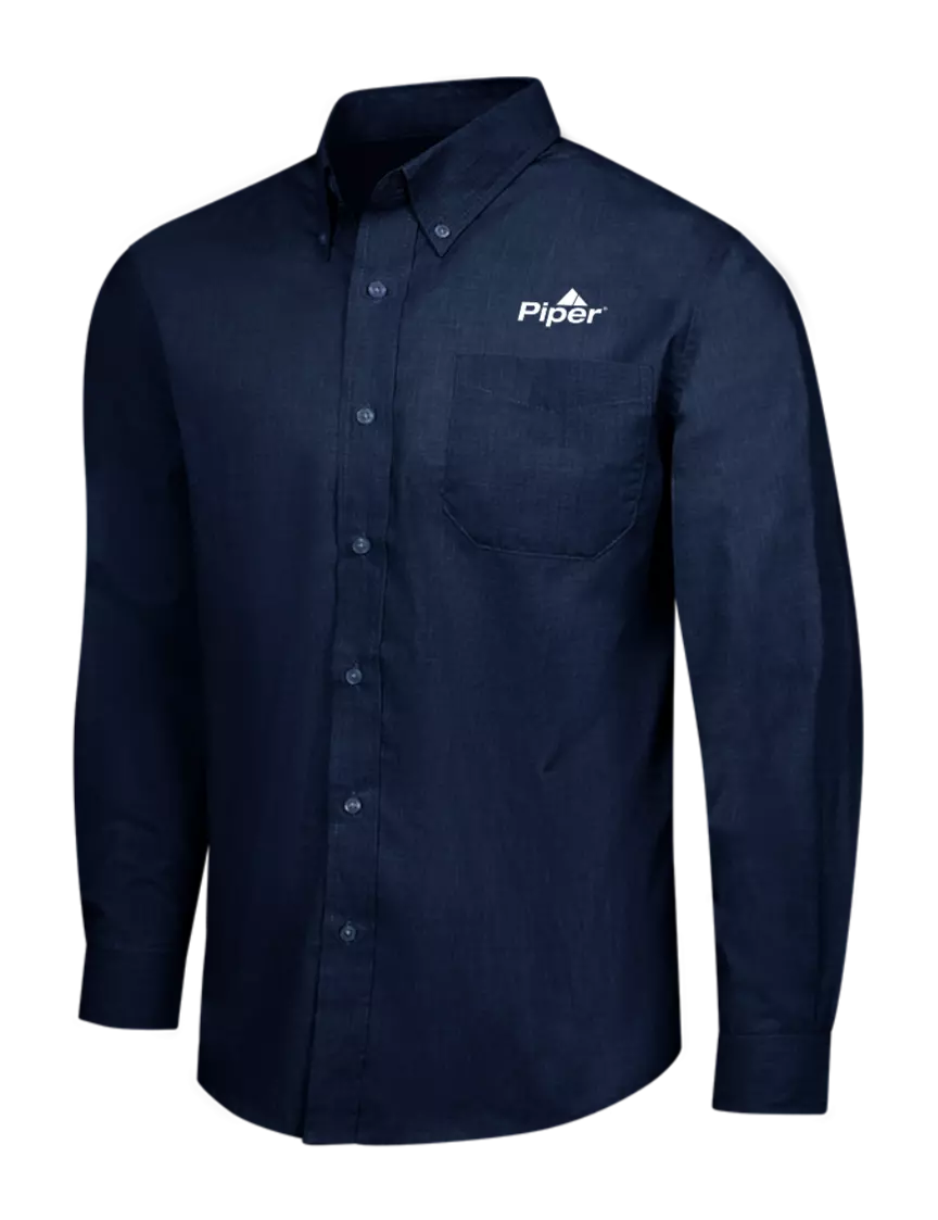 Piper Light Navy Crosshatch Easy Care Shirt w/Piper Logo