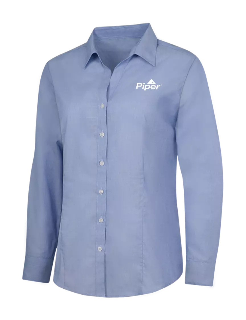 Piper Light Slate Blue Womens Crosshatch Easy Care Shirt w/Piper Logo