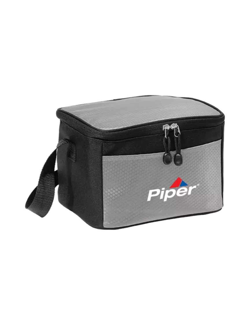 Piper 6 Can Grey/Black Cube Cooler w/Piper Logo