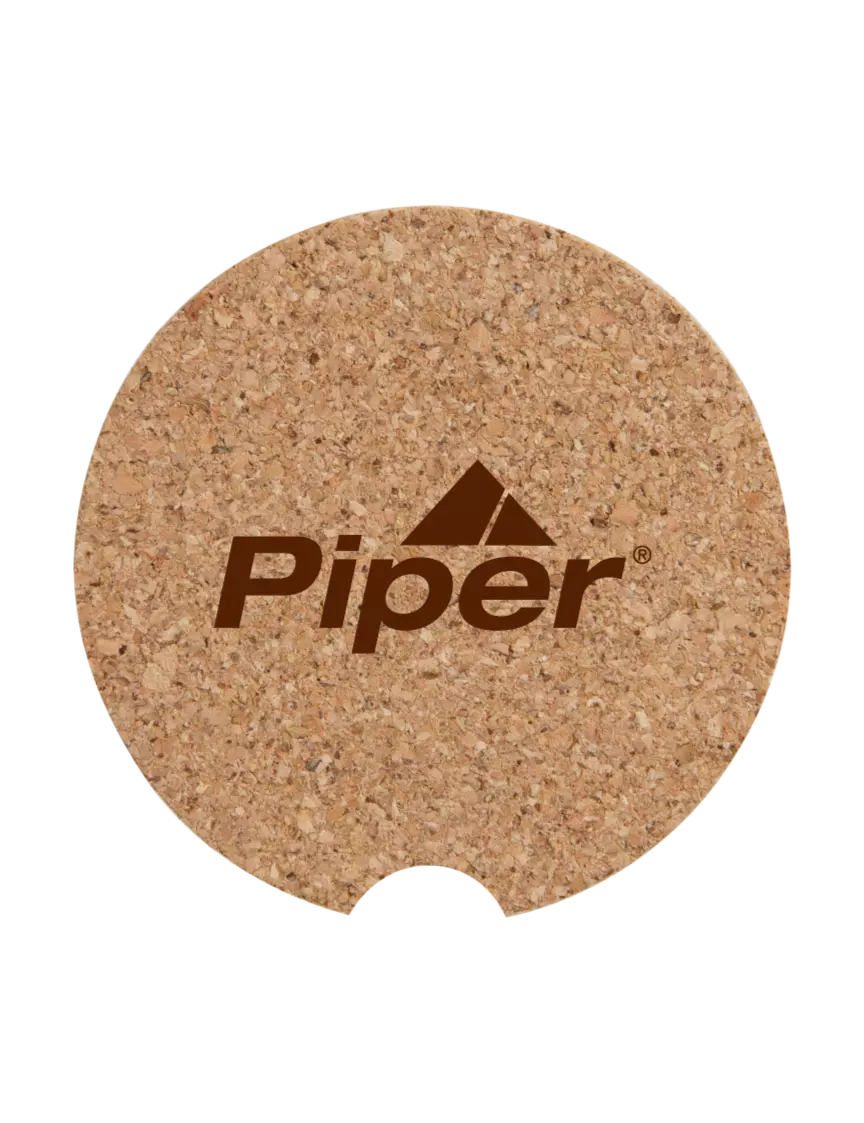 Piper Cork Car Coaster, 2.5" w/Piper Logo