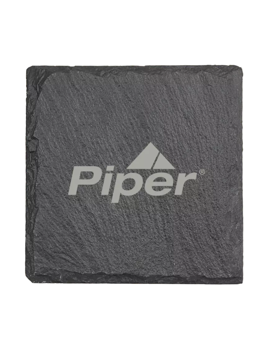 Piper Square Slate Coaster, 4 x 4 w/Piper Logo