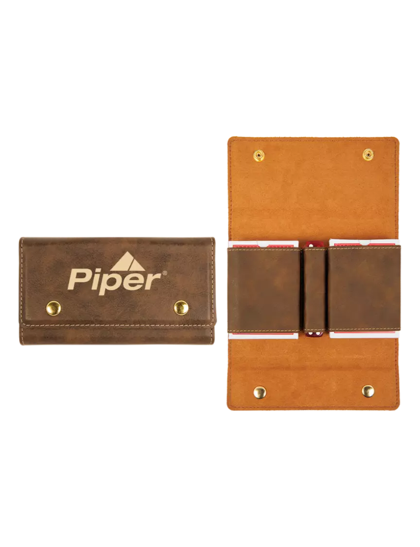 Piper Rustic Leatherette Card & Dice Set w/Piper Logo