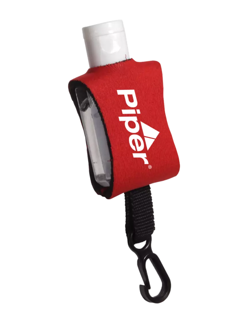 Piper Cozy Clip Red Hand Sanitizer,  0.5 oz w/Piper Logo