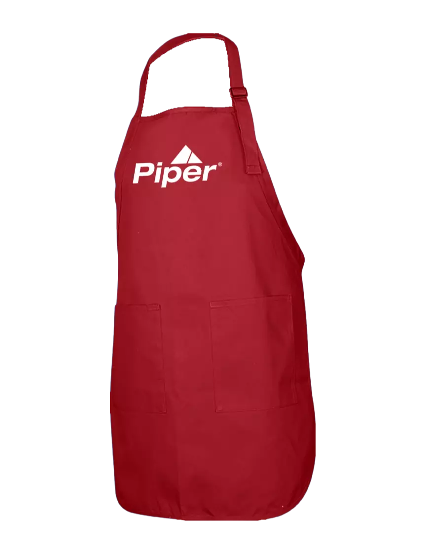 Piper Full-Length Red Apron With Pockets w/Piper Logo