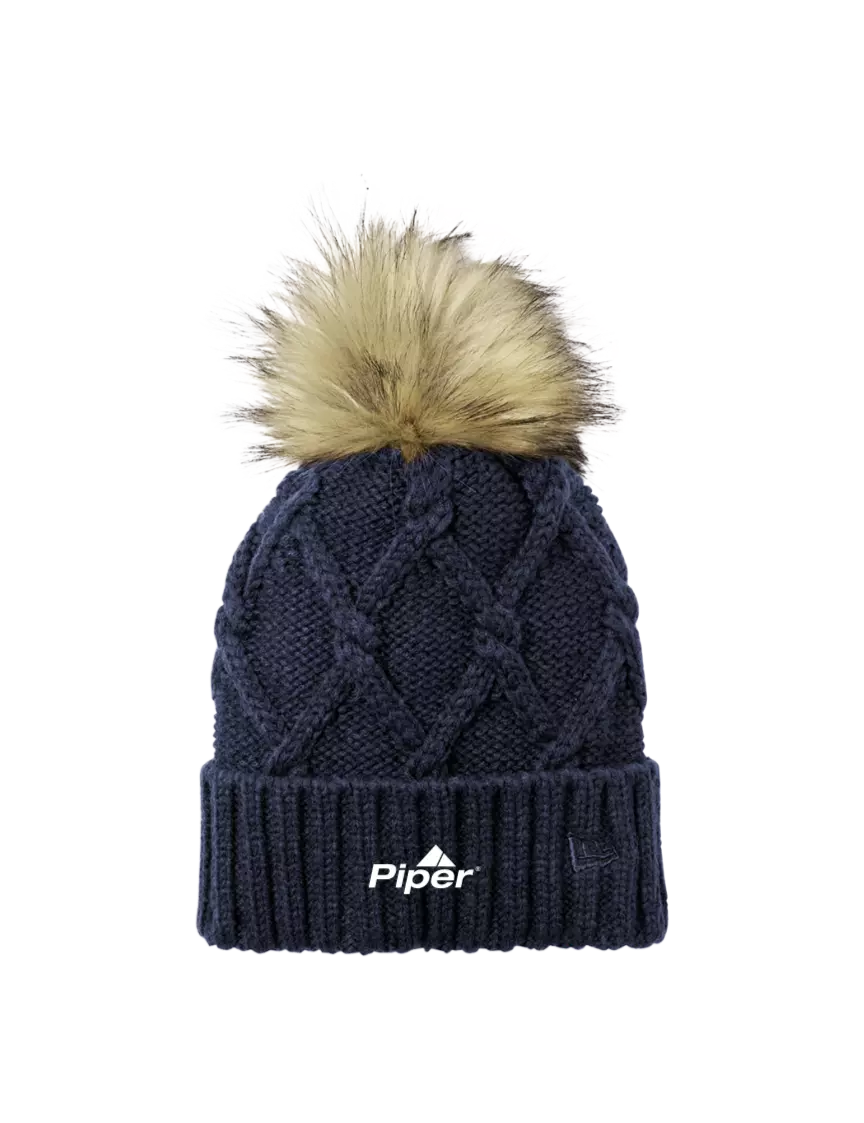 Piper New Era ® Navy Faux Fur Pom Beanie w/Piper Logo
