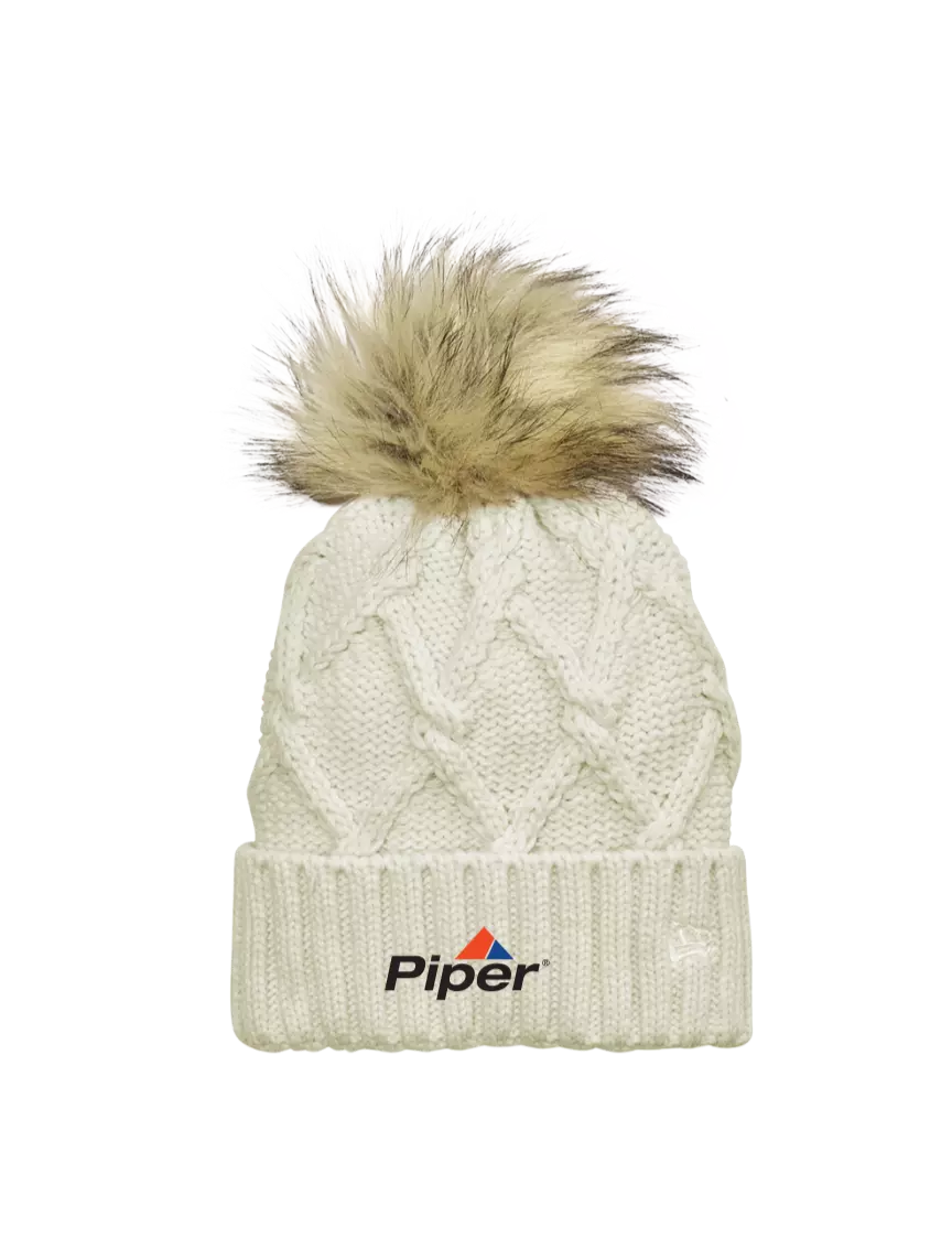 Piper New Era ® Ivory Faux Fur Pom Beanie w/Piper Logo