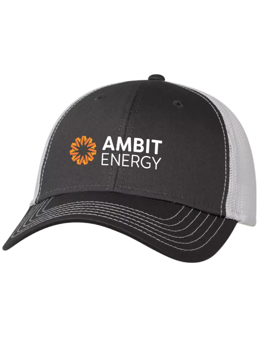 Ambit Charcoal & White Mesh Trucker Cap Snap Back w/Ambit Logo