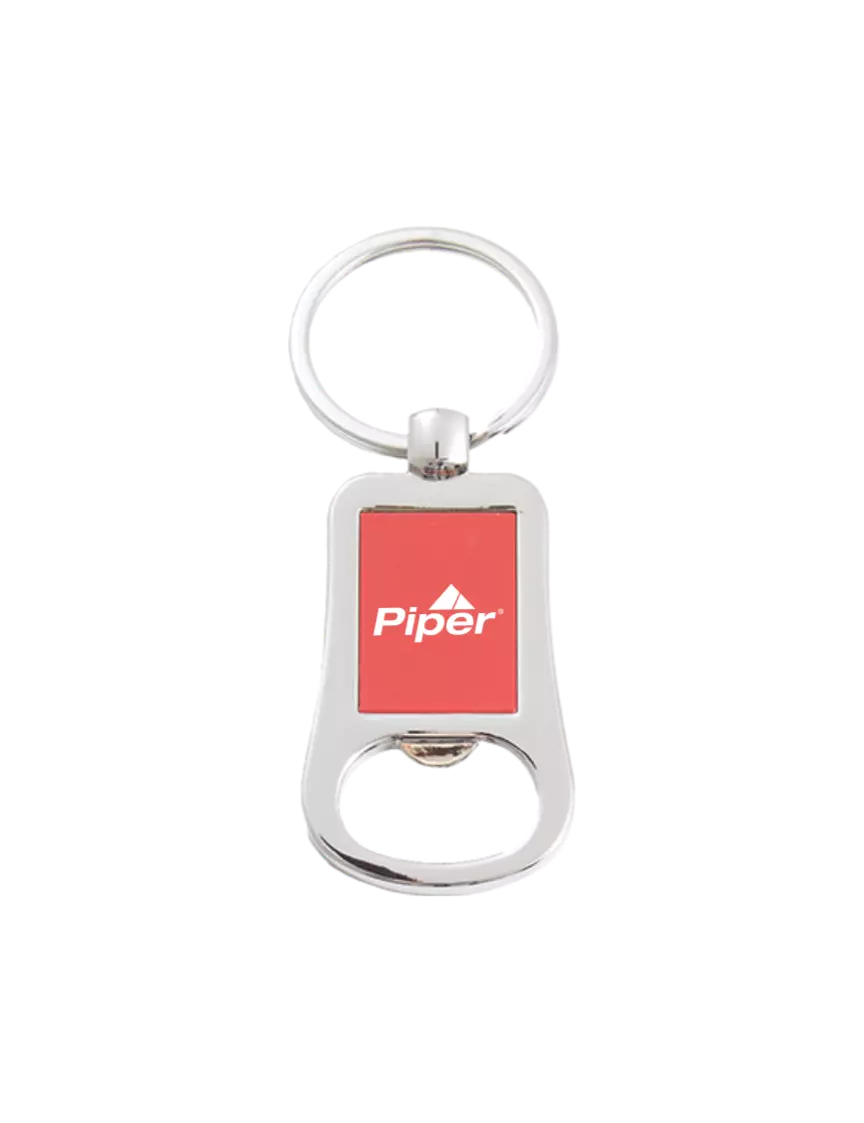 Piper Silver & Red Bottle Opener Keychain w/Piper Logo