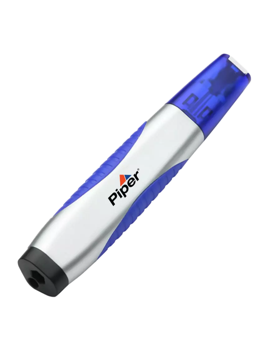 Piper Silver/Blue Level Light Screwdriver Pen w/Piper Logo